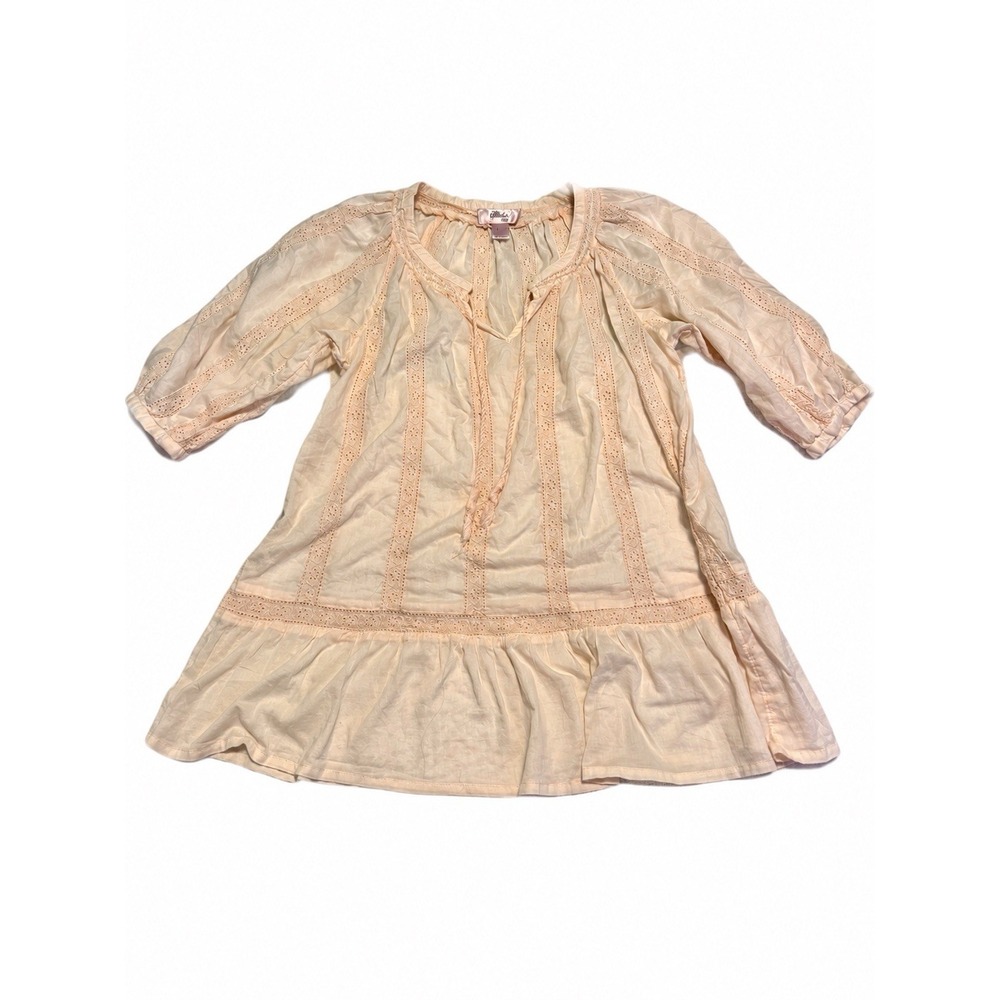 H&M The Garden Collection Boho Dress Size 4 Cream Organic Cotton Lace Tunic